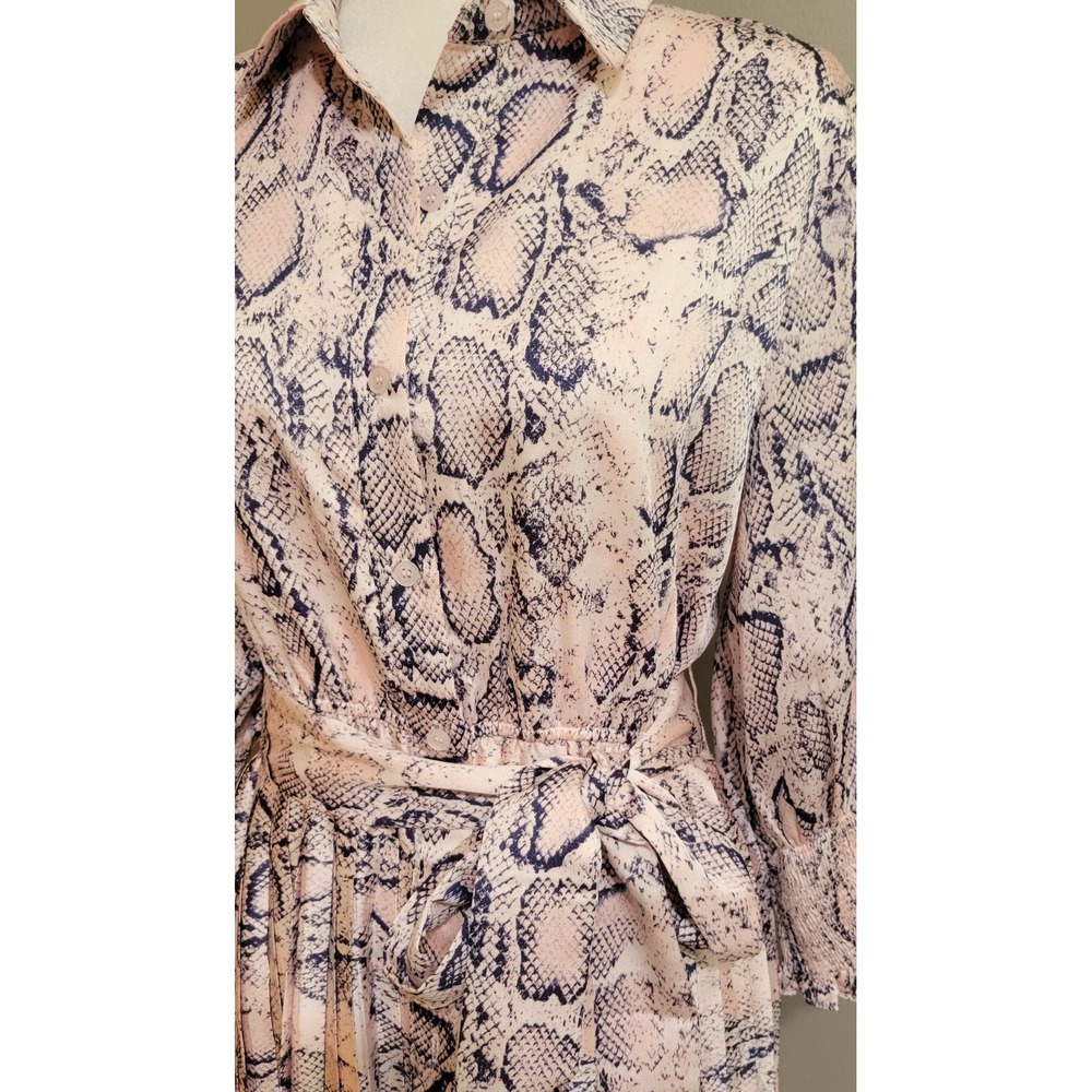 Garcia Pink & Navy Snake-Print Midi Button-Down Dress - Picture 7 of 9